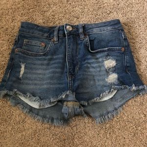 Ripped jean shorts